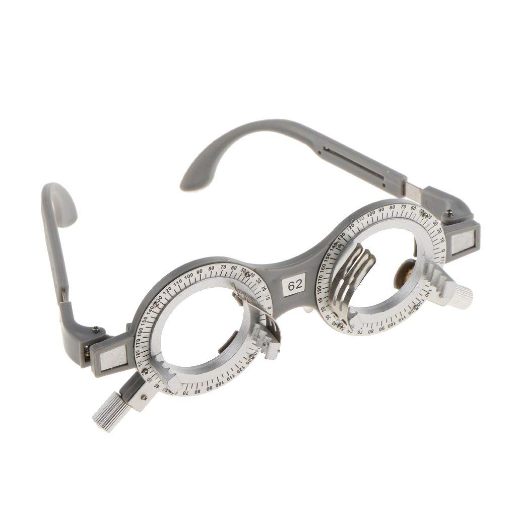 Montura de lentes de prueba ópticas ajustables universales para gafas, optometría, óptica, 52 mm, 54 mm, 56 mm, 58 mm, 60 mm, 62 mm, 64 mm, 66 mm, 68 mm, 70 mm, gris, 62 mm, 62 mm