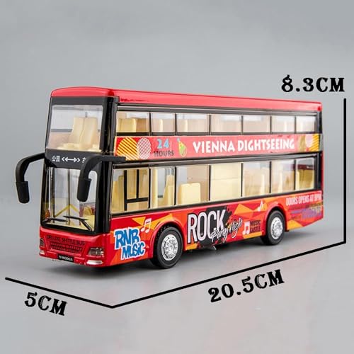 Image of DEOXY Light and Music Alloy Double Decker Bus Toy Boy Children's Toy Car Open Door Large School Bus Model