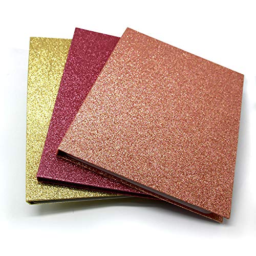 16 Pair Eyelash Case Organizer, Makeup Display Sample Container, Eyelash Catalog Travel Glitter Paper (Rose Gold)