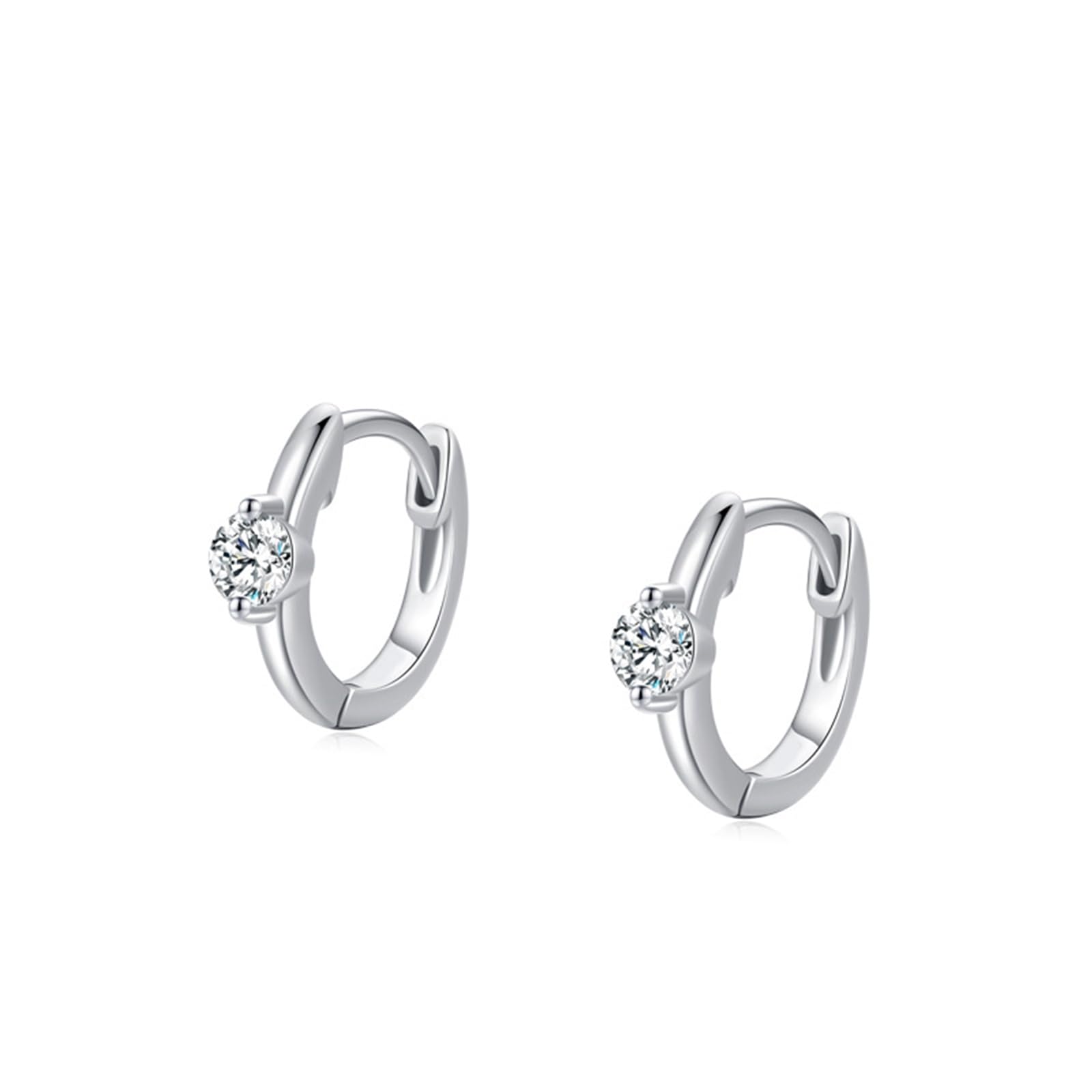 Wycian Pendientes de aro de oro para mujer, aretes delicados de moissanita blanca, solitario dorado para ella