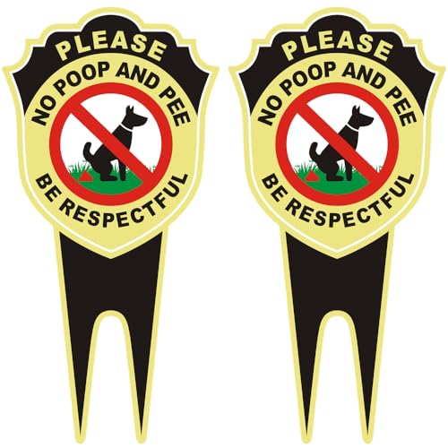 2 Pack No Dog Poop Signs for Yard - Double Sided...