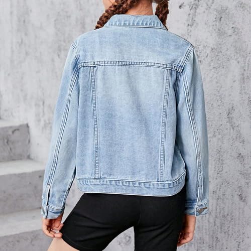 Girls Cropped Jean Jackets Fall Cute Trendy Denim Jacket Long Sleeve Button Down Lapel Coat Hip Hop Streetwear3