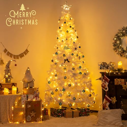 75ft-Prelit-White-Christmas-Tree-with-Remote-Control-Artificial-Christmas-Tree-with-400-Warm-Multi-Color-Lights-Time-Functional-Hinged-Full-Tree-with-1346-Tips-Party-Office-Decoration 75ft Prelit White Christmas Tree with Remote Control Artificial Christmas Tree with 400 Warm Multi Color Lights Time Functional Hinged Full Tree with 1346 Tips Party Office Decoration