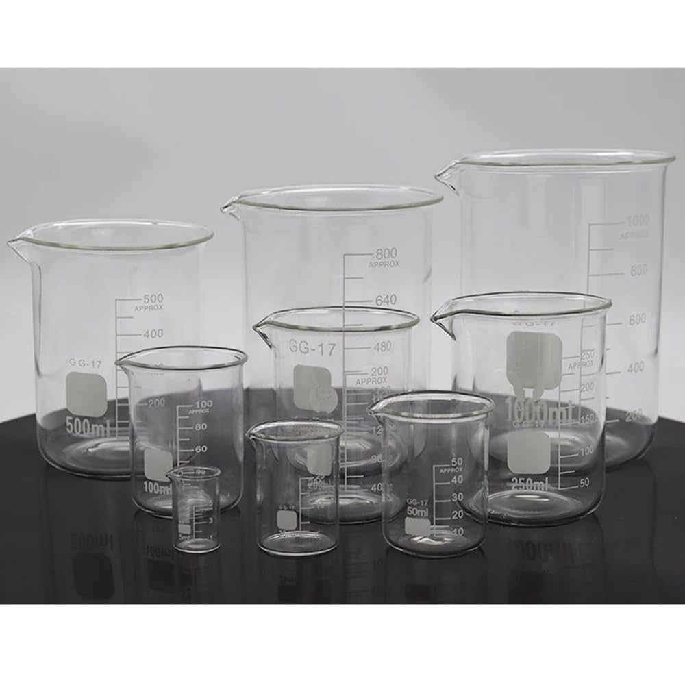 50/100/25/250 ml/150 ml/200 ml Glasbecher mit niedriger Form, Chemielabor, dickwandig, hitzebeständig, skalierter Messbecher(5000ml)