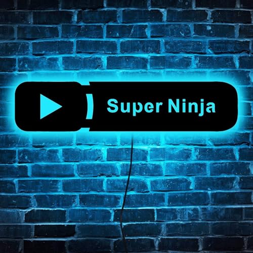 Letrero de neón personalizado para YouTube, Letrero de neón para nombre de YouTuber, Letrero para YouTube, Regalos para jugadores, Decoración para influenciadores de redes sociales