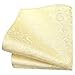 GUSLESON Mens Light Yellow Tie for Wedding Silk Paisley Necktie Pocket Square Cufflinks and Lapel Pin Brooch Set (6103-35)