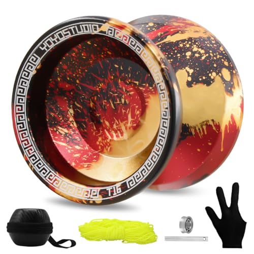 YOYOSTUDIO T16 Metal Professional Yoyo - Dual Mode Responsive/Unresponsive for Kids 8-12 & Adults - Complete Kit with KK Bearing, 10 Strings, Case & G