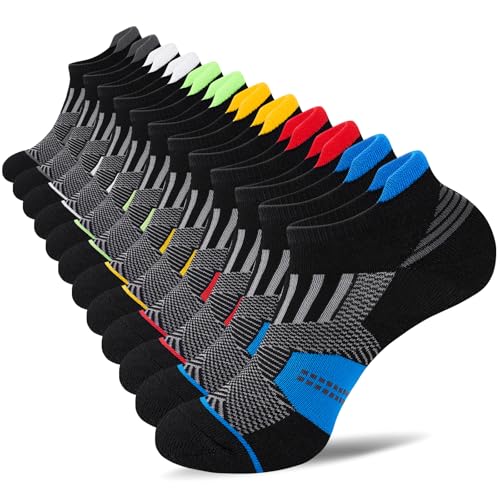 Mens Low Cut Ankle Socks, Moisture Wicking Cotton Casual Short Socks, Breathable ＆ Comfy, 6 Pairs