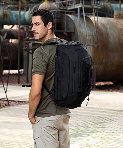 Protector Plus 35L Travel Duffel Backpack Luggage Gym Sports Bag Large Tote Portable 3-Ways Shoulder School Messenger Backpacking For Fitness Hiking Traveling Camping (Black)