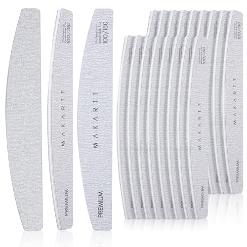Makartt 100/180 Grit Nail Files, 20PCS Zebra Emery Boards for Nails