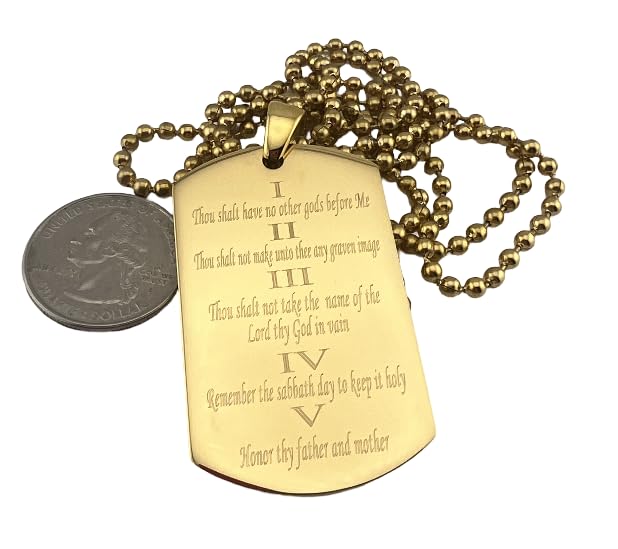 Generic Sams Tags and MORE 10 Ten commandments stainless steel gold ion plated necklace pendant ball chain4