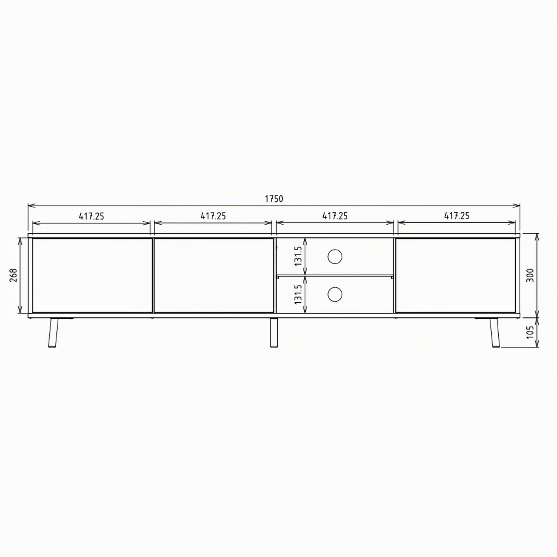 Selsey Galhad - Mueble TV, Roble wotan, iluminación LED a Pilas, 175 cm Ancho