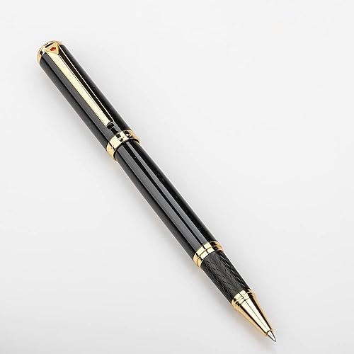 Miniatura 3 de Urhomefull Impresionante bolígrafo de lujo con borde dorado de 24 quilates punta suiza con repuestos de tinta negra juego de regalo perfecto para