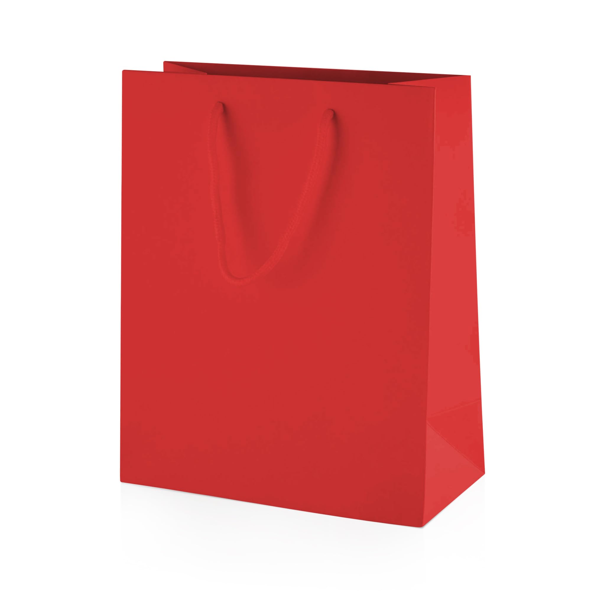 Thepaperbagstore 100 × Red Medium Matt Laminated Gift Bags 20 x 24 x 10 cm – 210 gsm Boutique Paper Bags with Rope Handles & Reinforced Base – Ideal for Gifts, Weddings, Retail & Corporate Use — image 1