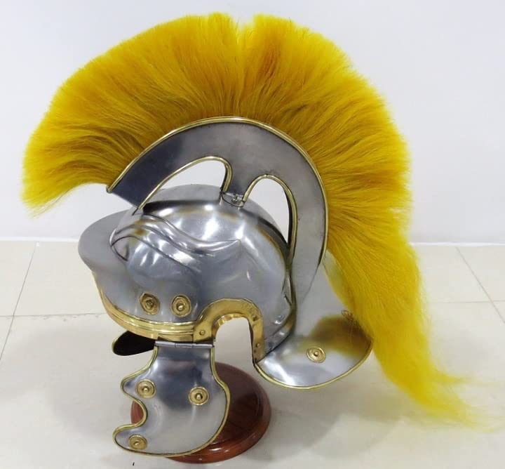 NauticalMart Roman Centurion Helmet W/Yellow Plume Armor Gladiator Galea Helmet
