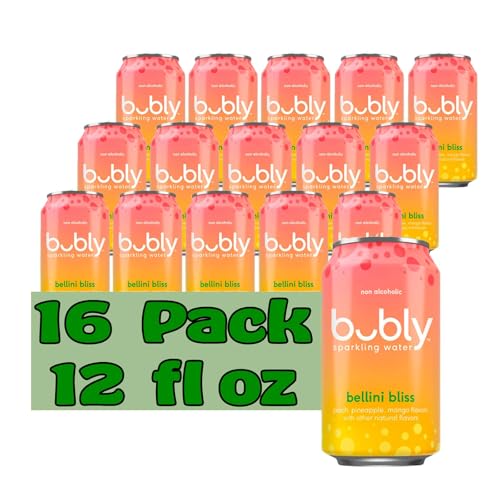 Image of Bubly Bellini Bliss Flavored Sparkling Water 12 fl oz Aluminum Can 16 Pack