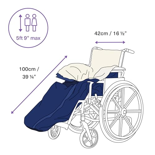 BRAMBLE Fleece Gevoerde Rolstoel Beenhoes met Binnenzak (Donkerblauw) - Rolstoel Voetenzak - Warm en Waterdicht - Scootmobiel, Handmatige en Elektrische Rolstoelen - Afbeelding 3