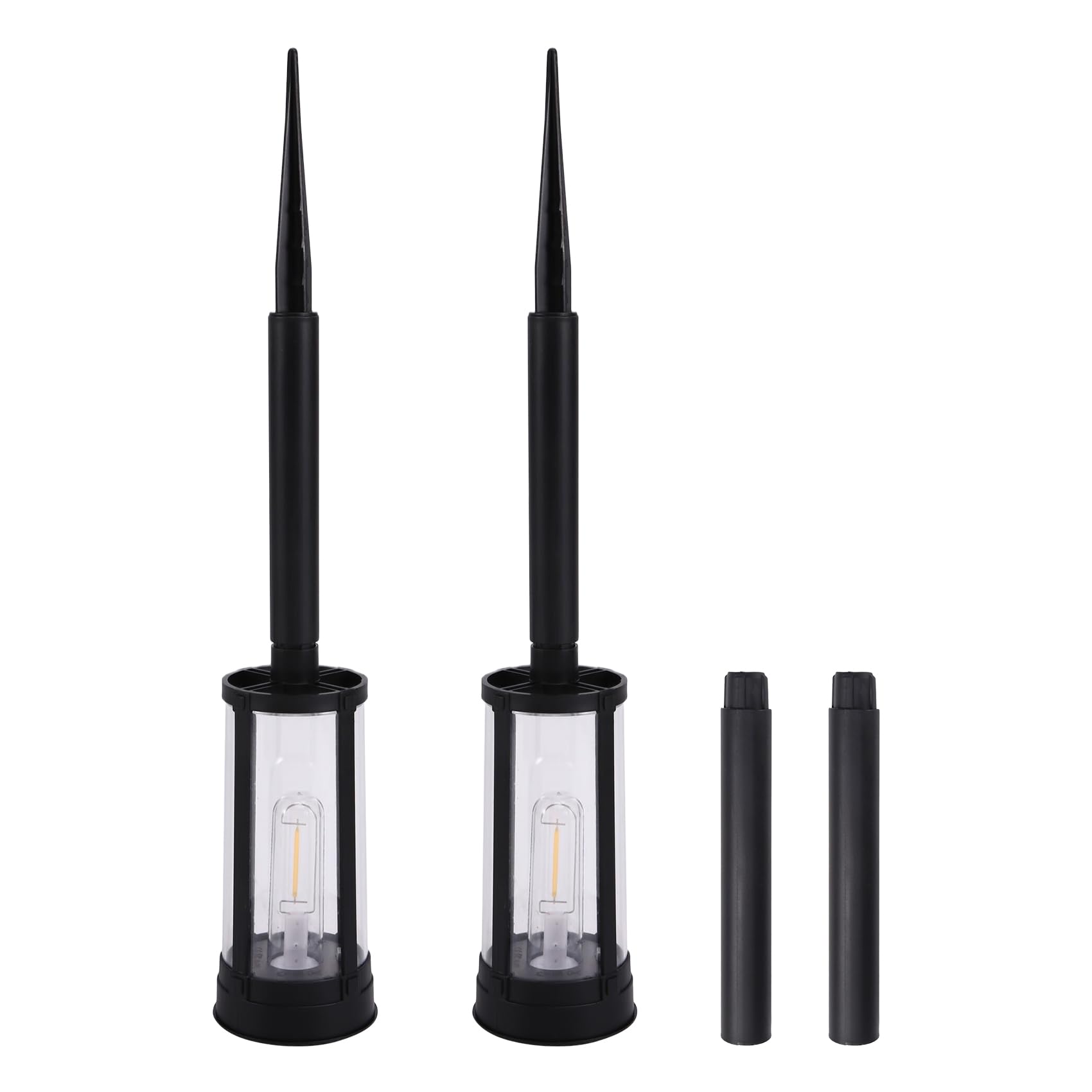 UDSKNV[KSL Glass Metal Led Garden Landscape Lightings, Outdoor Solar Pathway Lights 2-Pack, Waterproof 3000K Warm White for Yard