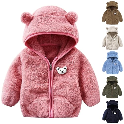 Baby Boys Girls Fleece Jacket Cute Fuzzy Flannel Zip Up Teddy Sherpa Hoodie Coat Kids Long Sleeve Fall Winter Sweaters