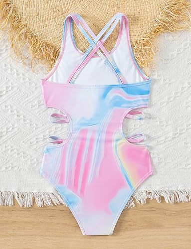 SEAUR Girls One Piece Swimsuit Summer Beach Cut Out Swimwear Criss Cross Back Bathing Suits Kids Hawaiian Swim Suit2