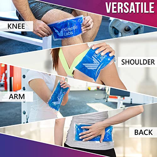 Image of Reusable Gel Ice Packs for Injuries by Kinetic Labs (2 Pack) - Hot Cold Packs for Injuries 11 inch x 5.3 inch - Flexible Ice Packs for Back Head Knee Shoulder Neck Ankle Elbow Feet Headaches Surgery (Large)