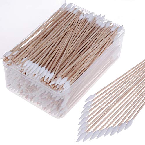 Xgood 600 Packs Cotton Swabs Cleaning Swabs 6 Inch Wooden Long Makeup Cotton Swabs Single Tip Cleaning Swabs Firearm Cleaning with Storage Case for Jewelry Ear Cleaning