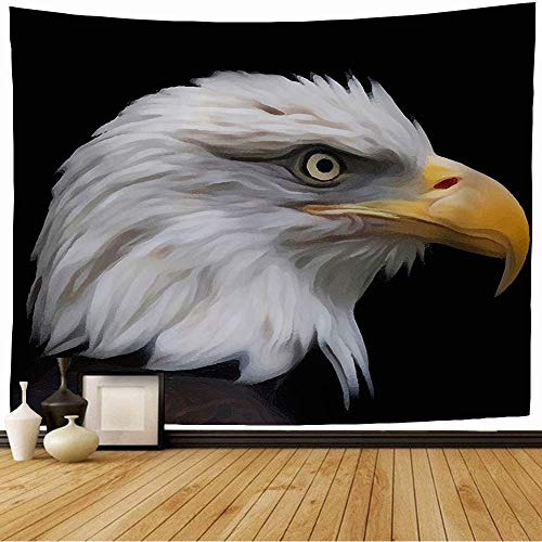 Starobos Tapestry Wall Hanging Feather Profile Head Bald Eagle Yellow Haliaeetus Leucocephalus Nature Design Majestic Hunter Up Home Decorations for Living Room Dorm Decor 60x60 Inch
