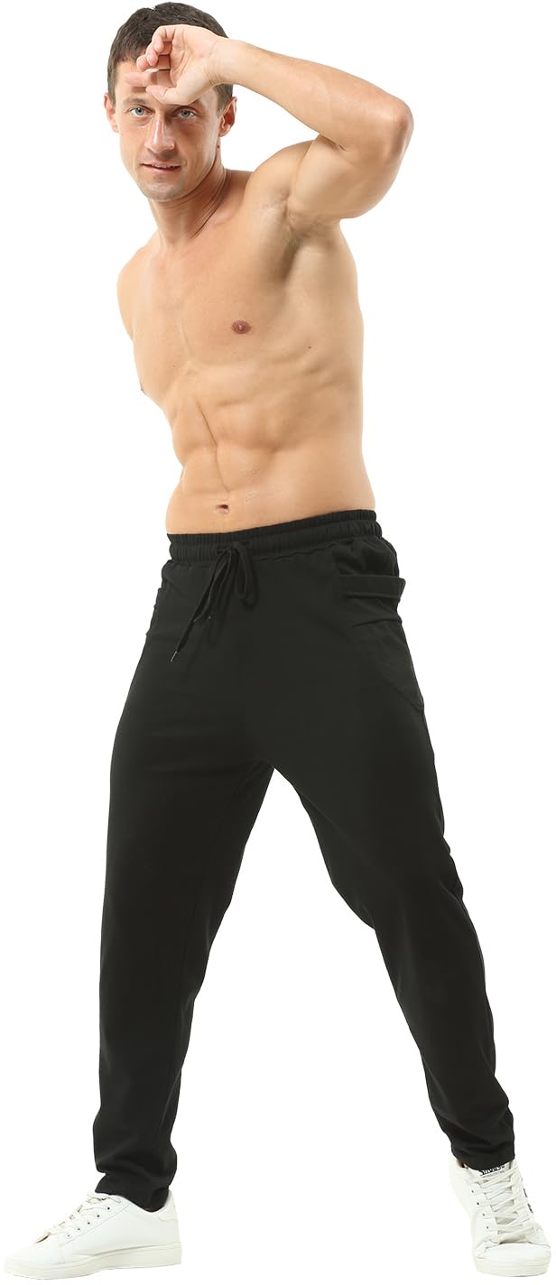 Hoerev Pantaloni traspiranti da uomo in cotone per corsa, atletica, sport, camminata, corsa, yoga