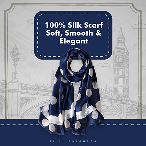 Image of Trillion London Spring Collection | Designer Silk Scarf For Women UK | Lightweight Neck Scarves | Shawl Wraps | Suitable for Daily Life | Smooth & Soft Finish | Gift for Women | Size-180cm x 90cm