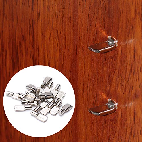 Shelf Pegs-Support Pins Set, 80 Pieces Stainless Steel Metal Bracket Nickel Plated, Easily Replace Missing or Broken Kitchen Cabinet Bookshelf Pegs, 4 Styles