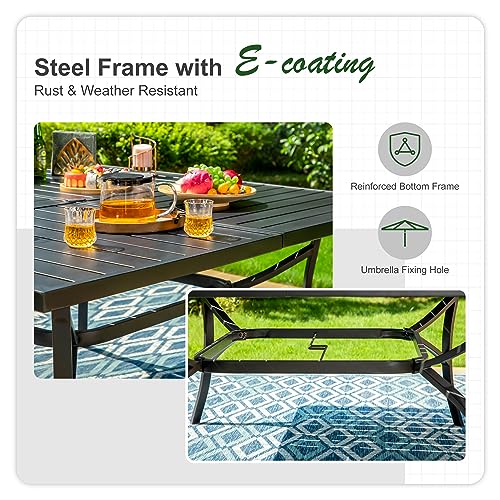 Sophia & William 60 Inch Large Outdoor Patio Table For 8, Outdoor Square Metal Dining Table With 1.9 Inch Adjustable Umbrella Hole thumb #3