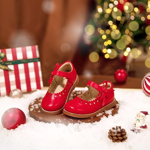 Image of GINFIVE Toddler Girls Dress Shoes Little Kids Flats School Mary Janes Shoes