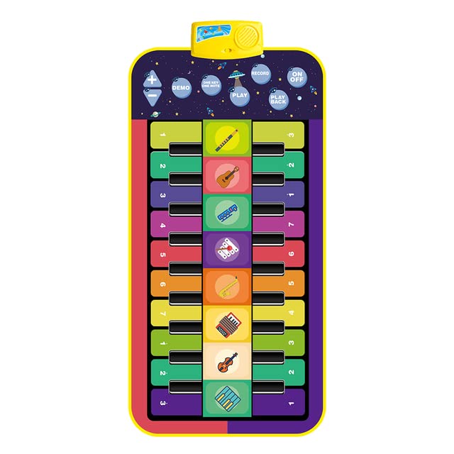 ТоуAE - Kids Musical Mats Duet Keyboard Baby Play Mat 20 Keys Floor Piano with 8 Instruments Тоуs Dance Pad Educatinal Тоуs (D 144x70cm)