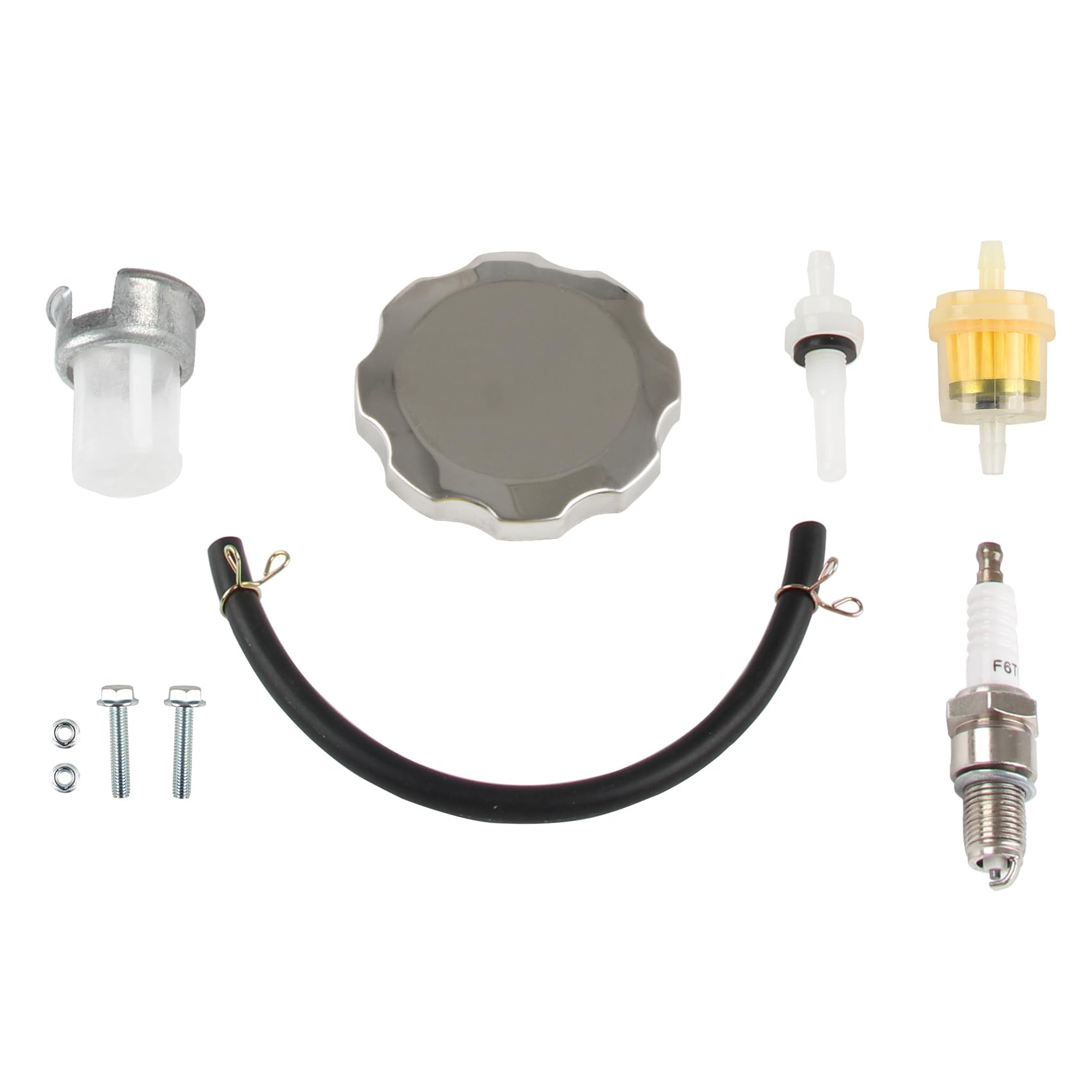 DOCAS Kit de Depósito compatible para Honda GX140 GX160 GX200 5.5HP 6.5HP motor con tapa de combustible + bujía + filtro de combustible + línea de combustible