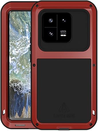 LOVE MEI for Xiaomi 13 Pro Metal Case, Outdoor Heavy Duty Rugged Aluminum Metal Military Bumper Shockproof Protection Case CoverWithout Tempered Glass for Xiaomi 13 Pro Red