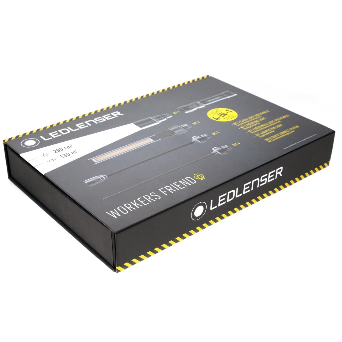 Ledlenser Workers Friend Akku-4-in-1 Quick-Connect Arbeitsleuchte, 280lm | 4 Aufsätze, verstellbare Inspektionsleuchte, bis zu 5,5h Leuchtdauer, magnetisch, flexibel, für Heimwerken, wiederaufladbar