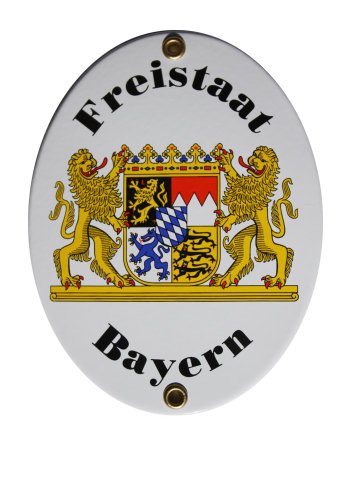 Freistaat Bayern Emailschild Emaille Schild Freistaat Bayern 11,5 x 15 cm Grenzschild Email Oval.