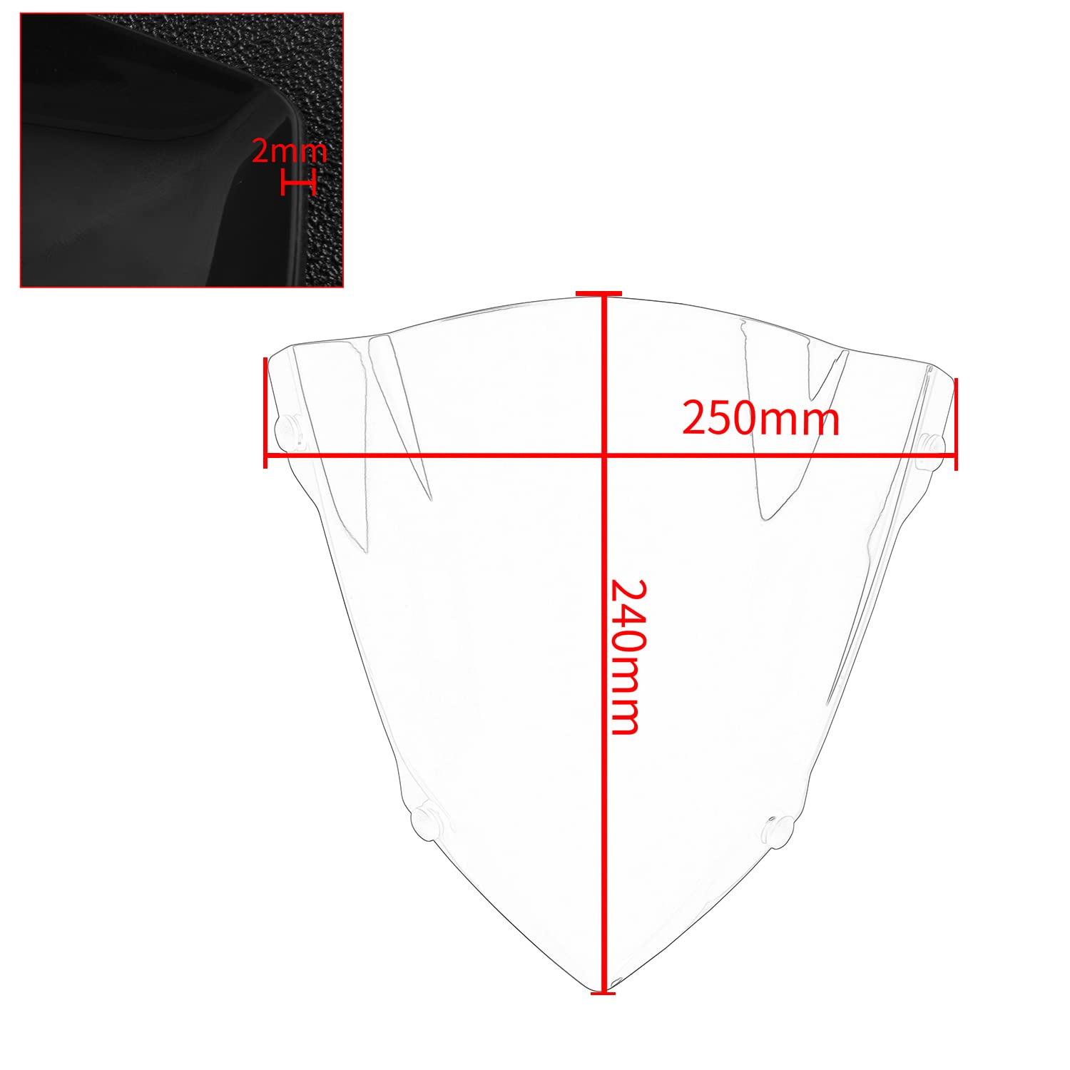 Moto Pare-Brise Avant Pare-Brise Airflow Déflecteur Double Bulle Carénage Compatible avec MT07 FZ07 MT-07 2018-2020 2019 2018 2019 2020 (fumée)