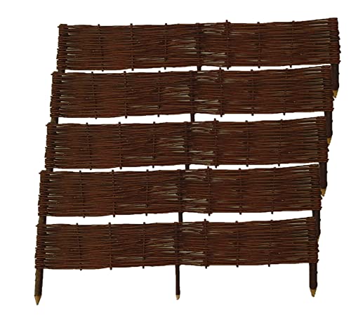 Palisade aus Weide 5er Set, Weidenzaun 100 cm x 20 cm, Natürliche Weidenzaun, Holz-Zaun Rasenkante, Handgemachter Weidenflechtzaun, Beetbegrenzung, Beeteinfassung