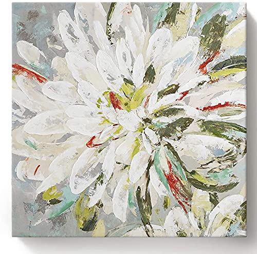 UAC WALL ARTS Textured 3D Colorful Flower Oil Paintings Floral Paintings Art with Palette Knife Paintings Wall Art Gallery Wrapped - Ready to hang! 32x32 Inch