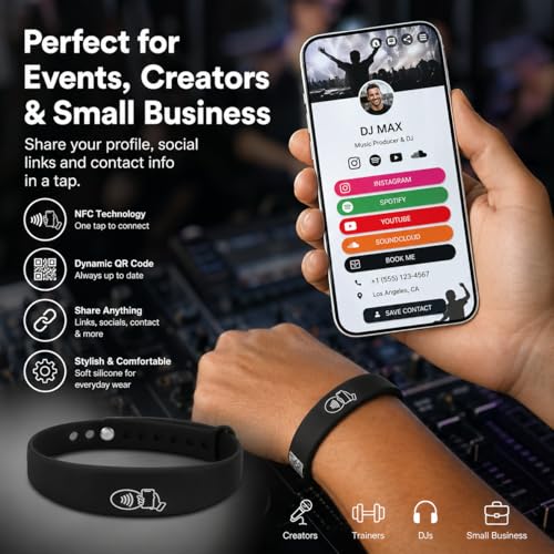 Bracelet NFC connecté QR code pour partage de contact iPhone Android - 2