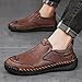 XDFVC Mens Casual Leather Loafers Shoes Slip On Hand Stitched Driving Walking Shoes Fashion Classic Lightweight Flat Hiking Ankle Boots Outdoor Travelling