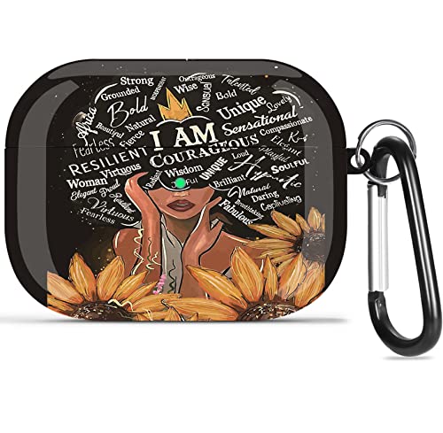 Airpods Pro Case Black Girl, Otopo Cute Air Pods Pro Accessories Protective Hard Case Cover Portable & Shockproof Women With Keychain For Airpods Pro Charging Case (Sunflower African American Women) #TOP4