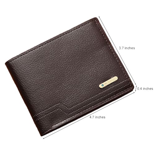 Image of Slim Wallet for Men with Coin Purse, Minimalist Wallet with Zipper, Bifold Mens Wallets with Credit Card Holder, PU Leather Men's Wallet with Money Clip, Carteras Para Hombres (Coffee L)