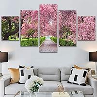 SIGNWIN 5 Panel Canvas Wall Art Modern Art Multicolor Nature Photography Relax/Calm Romantics Waterfall for Home Decorations Ready to Hang - 60