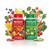 MPRAYAN Fruits & Veggies Supplements - Whole Food Blended Vitamin & Mineral - 90 Fruit + 90 Vegetable Capsules - Daily Nutrition for Men & Women - 2 Pack
