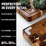 End Grain Cutting Board for Kitchen with Non-slip Feet, Acacia Wood Heavy Duty Checkered Cutting Board Upgraded Chopping Board with Juice Groove & Handle Large Wooden Butcher Block with Gift Box - Image 5