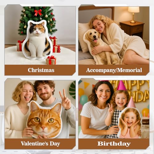 zyinoant Personalisiertes 3D Haustierkissen mit Foto – Individuelles Hundekissen & Katzenkissen – Doppelseitiger HD-Druck – Weiches Geschenk zum Geburtstag, Weihnachten für Tierliebhaber (Stil 1)