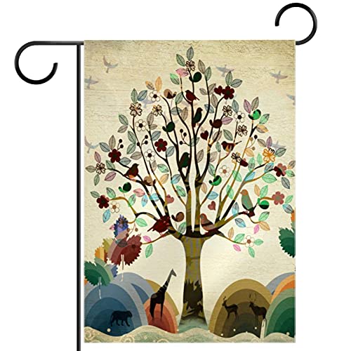 Drapeau de bienvenue sauvage 30x45 cm avec motif cerf et oiseaux double face