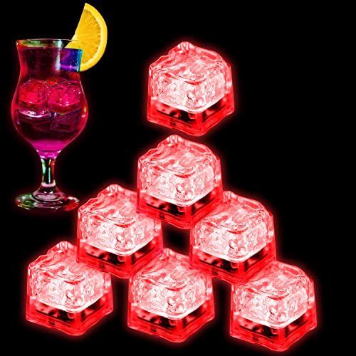 Cubos de hielo LED rojo con luz activada por líquido 12 pcs miniatura 1